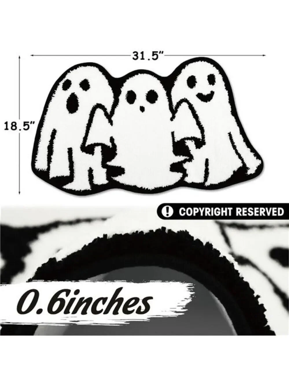 Halloween Ghost Bathroom Rug Non Slip Bath Mat Soft Absorbent Spooky Floor Carpe